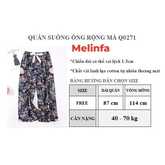 Quần dài suông ống rộng vải Cotton lụa thoáng mát mềm mại mặc nhà mùa hè mã Q0271 | BigBuy360 - bigbuy360.vn