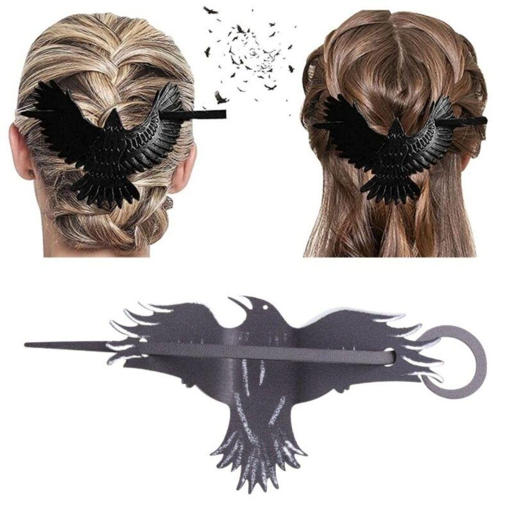 Kẹp Tóc Hình Quạ Màu Đen Phong Cách Gothic