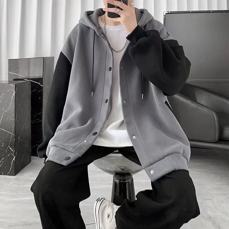 Áo Khoác Cardigan Có Nón Bằng Cotton Dày Dặn Dáng Rộng Cài Nút Thời Trang Hàn Quốc Chất Lượng Cao Cho Nam Và Nữ