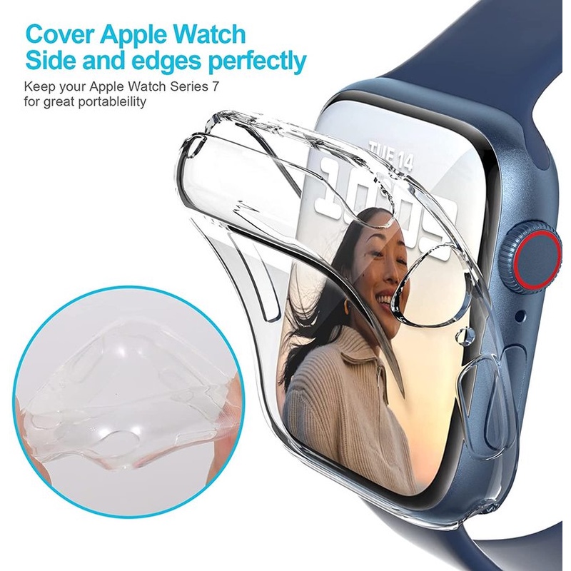 Ốp TPU Trong Suốt Siêu Mỏng Bảo Vệ Mặt Đồng Hồ Apple Watch Ultra Series 8 7 6 SE 5 4 3 2 1 iWatch Ul