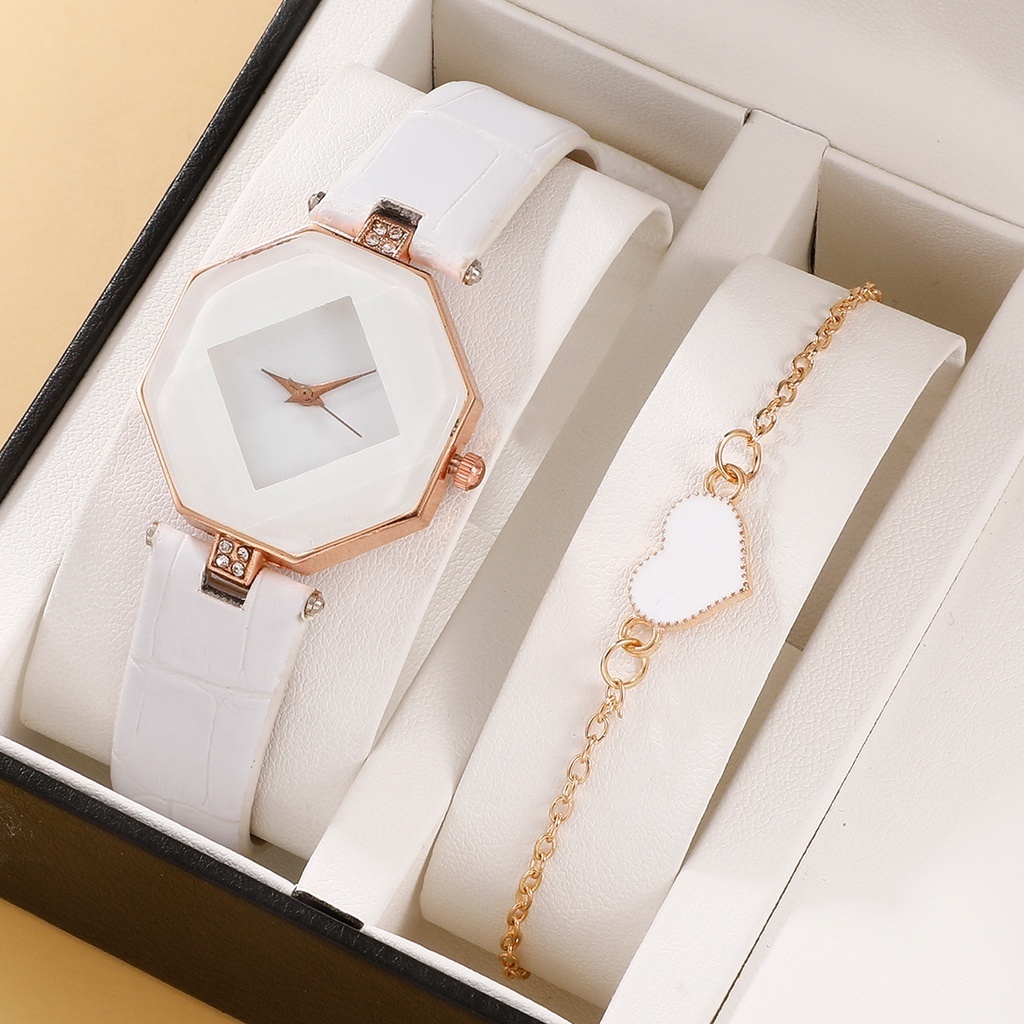 Đồng Hồ Quartz Nữ Dây Da Mặt Trái Tim Thời Trang