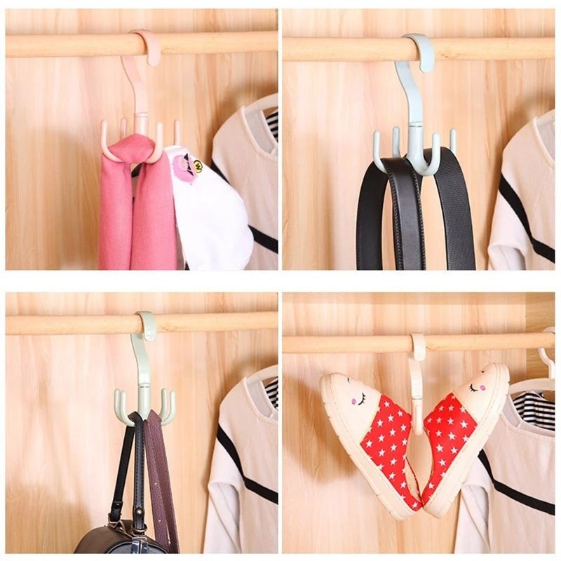 Móc Nhựa 4 Chấu Xoay 360 Độ Treo Đồ, Giày Dép, Quần Áo, Túi Xách