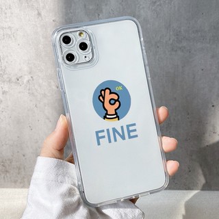Ốp điện thoại iphone trong suốt in hình Ok fine đơn giản đẹp cho iphone 13promax/14plus/xsmax/6/7/se2020/xr/11pro/x/xs