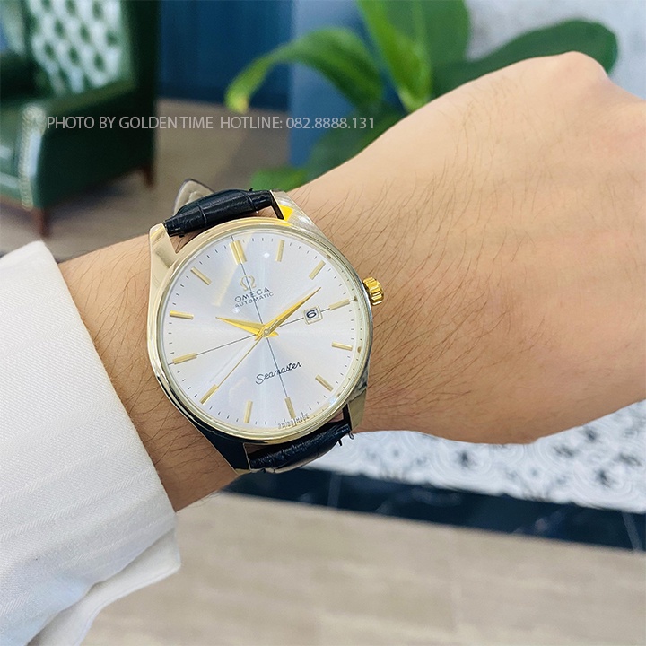 Đồng hồ Nam Omega OMG02 Dây da cao cấp, Full hộp, Mặt Sapphire chống xước, chống nước thẻ bảo hành 12 tháng