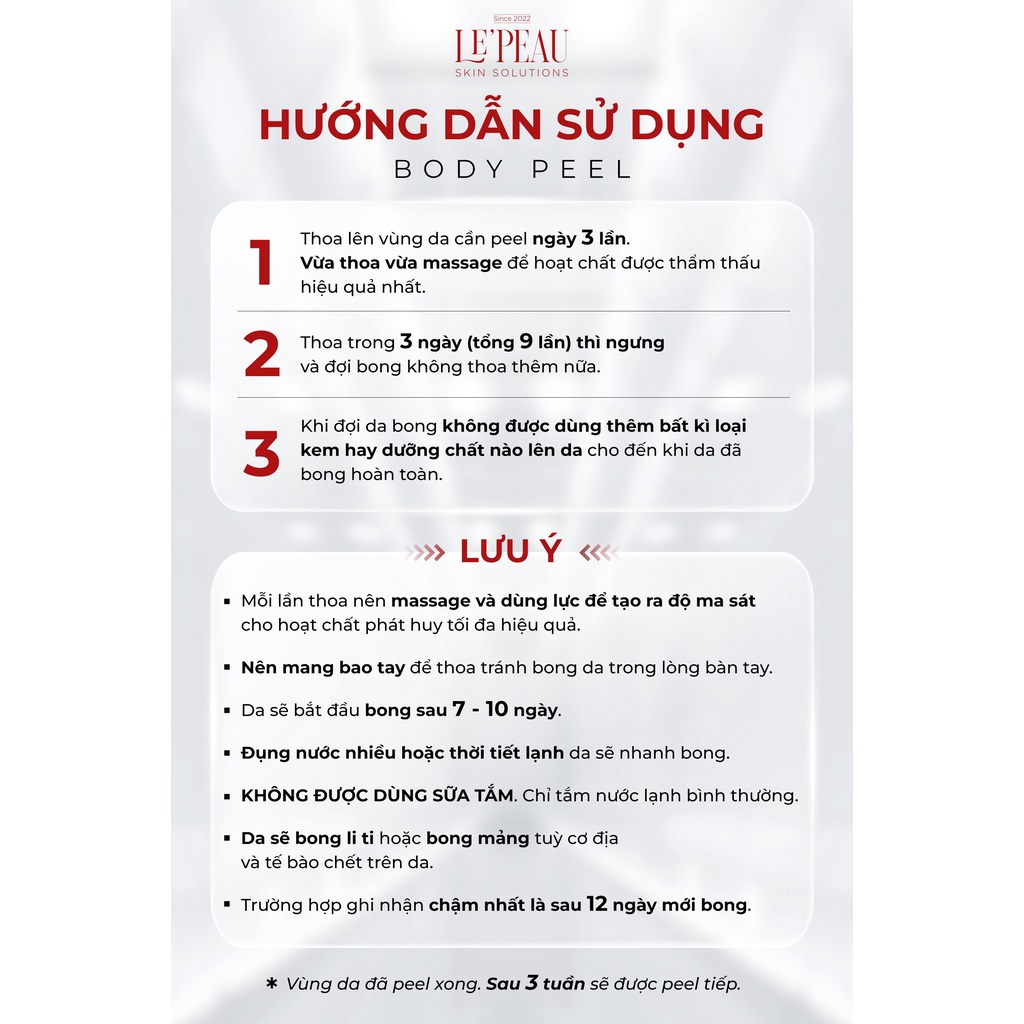Peel Da Vi Tảo Sinh Học, Peel Nách Body Tái Tạo Da Toàn Thân Thay Da Sinh Học Giúp Dưỡng Ẩm Kích Trắng Mờ Thâm - LE PEAU