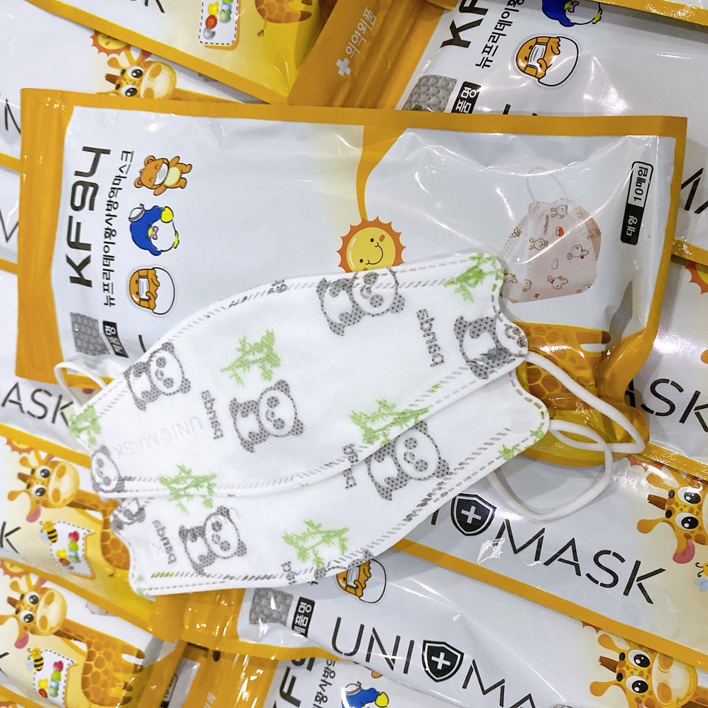 1 Thùng 300 cái Khẩu trang TRẺ EM KF94 UNI MASK 4 lớp Bé từ 3-8 tuổi chống bụi mịn, kháng khuẩn cao cấp chính hãng