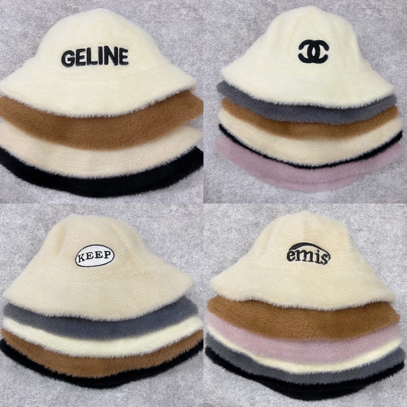 NÓN BUCKET LÔNG CỪU SIÊU MỀM MỊN Logo C, CHANEI, EMIS, KEEP CHUẨN HÀNG QC (Tem Xịn )