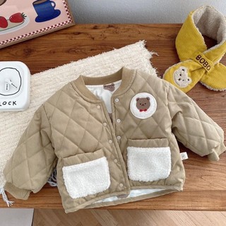 Áo khoác chần bông hoạ tiết gấu mặc được 2 mặt 🐻