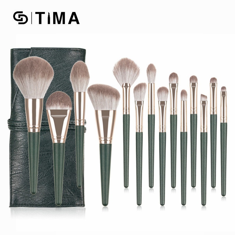 14 Cọ trang điểm GDTIMA chất lượng cao siêu mềm màu xanh lá cây