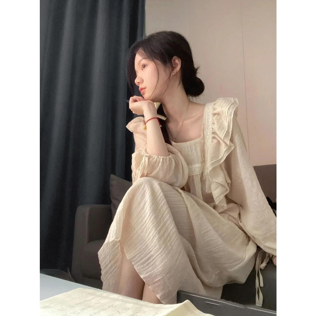 Đầm ngủ JSC tay dài dáng rộng thời trang xuân thu xinh xắn cho nữ