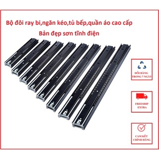 Bộ đôi ray bi 2-3 tầng,ray ngăn kéo,tủ bếp,tủ quần áo cao cấp sơn tĩnh điện 30,35,40,45cm.