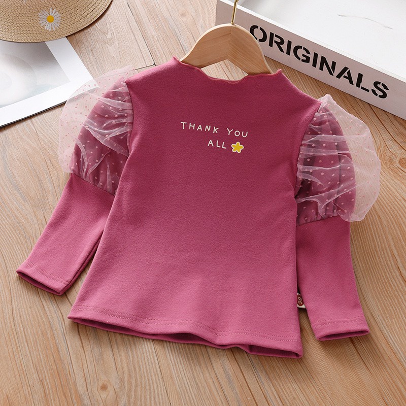 Áo dài tay cho bé gái diện thu đông Tay Bồng ren xinh dễ thương 8 - 20kg