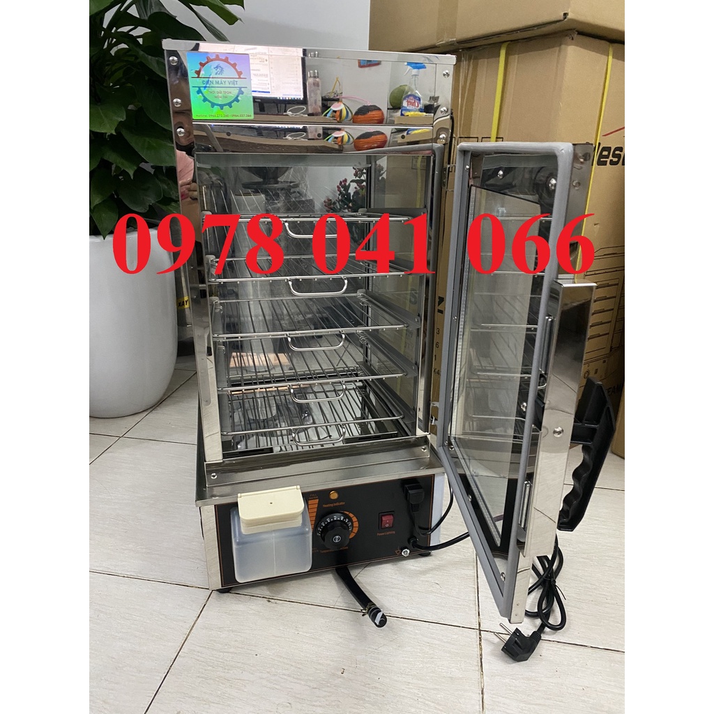 Tủ bánh bao, tủ kính hấp nóng, trưng bày bánh bao 5 tầng