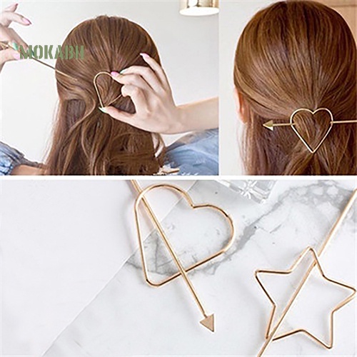 1 Kẹp Tóc Hình Ngôi Sao / Trái Tim Dễ Thương Thời Trang