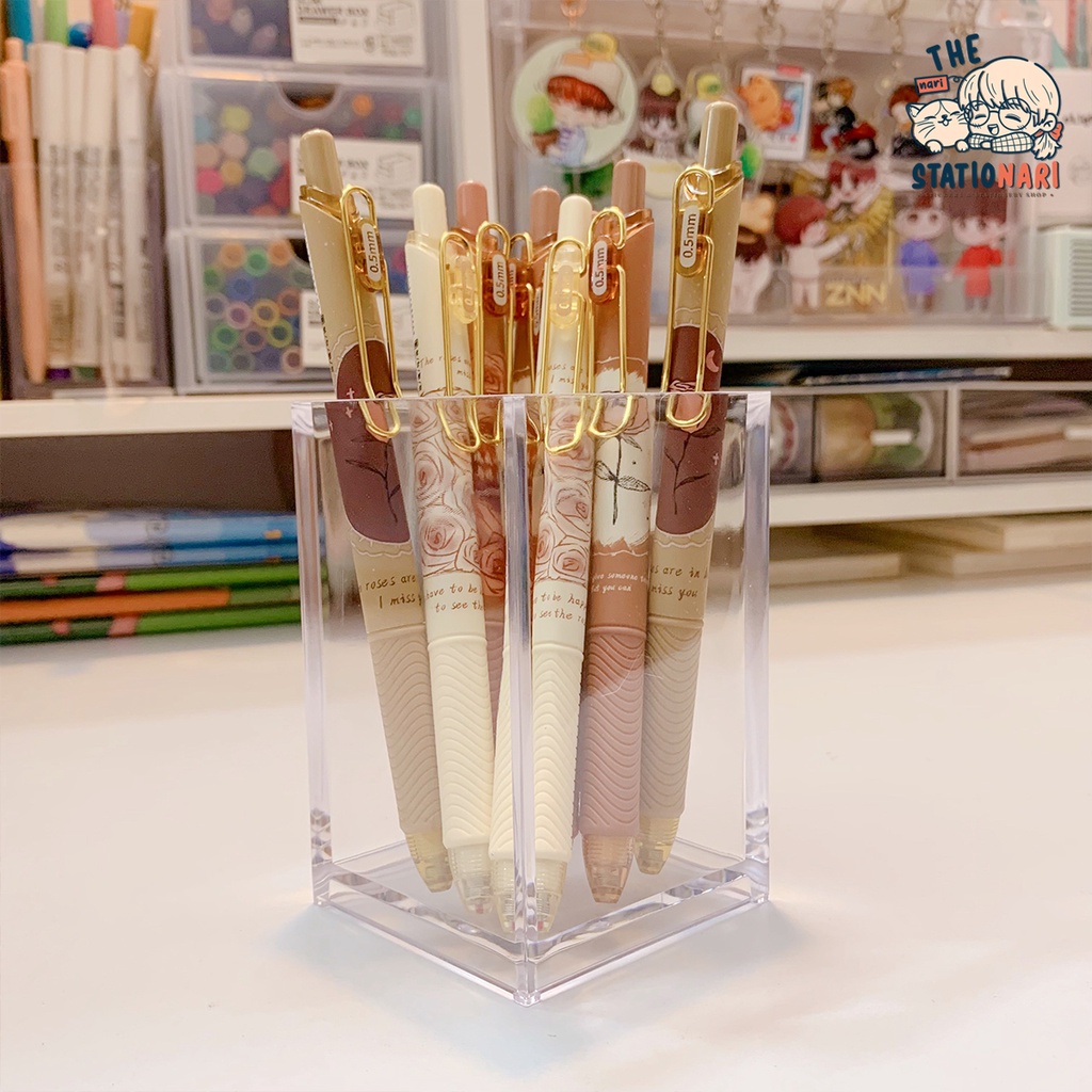 Bút bấm gel đen Mura ngòi 0.5mm Love and Rose