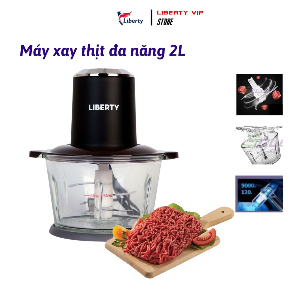 Máy xay thịt đa năng Liberty dung tích 2L cối thủy tinh kháng khuẩn công suất lớn 350W