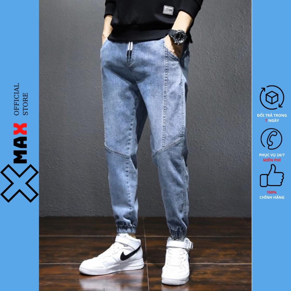 Quần jean nam dáng jogger co giãn 4 chiều bo gấu phá cách cực đẹp, Quần bò nam cạp chun Hottrend hàn quốc Xmax B051 !