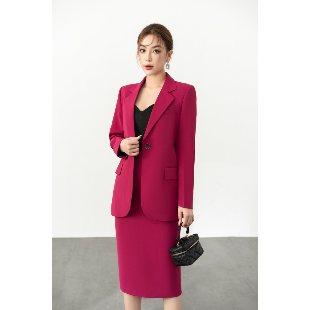 Áo Vest Nữ Dài Tay 1 Cúc Cài Trước Mặc Đi Làm Công Sở Thanh Lịch By LEMIA Design - 22AV054