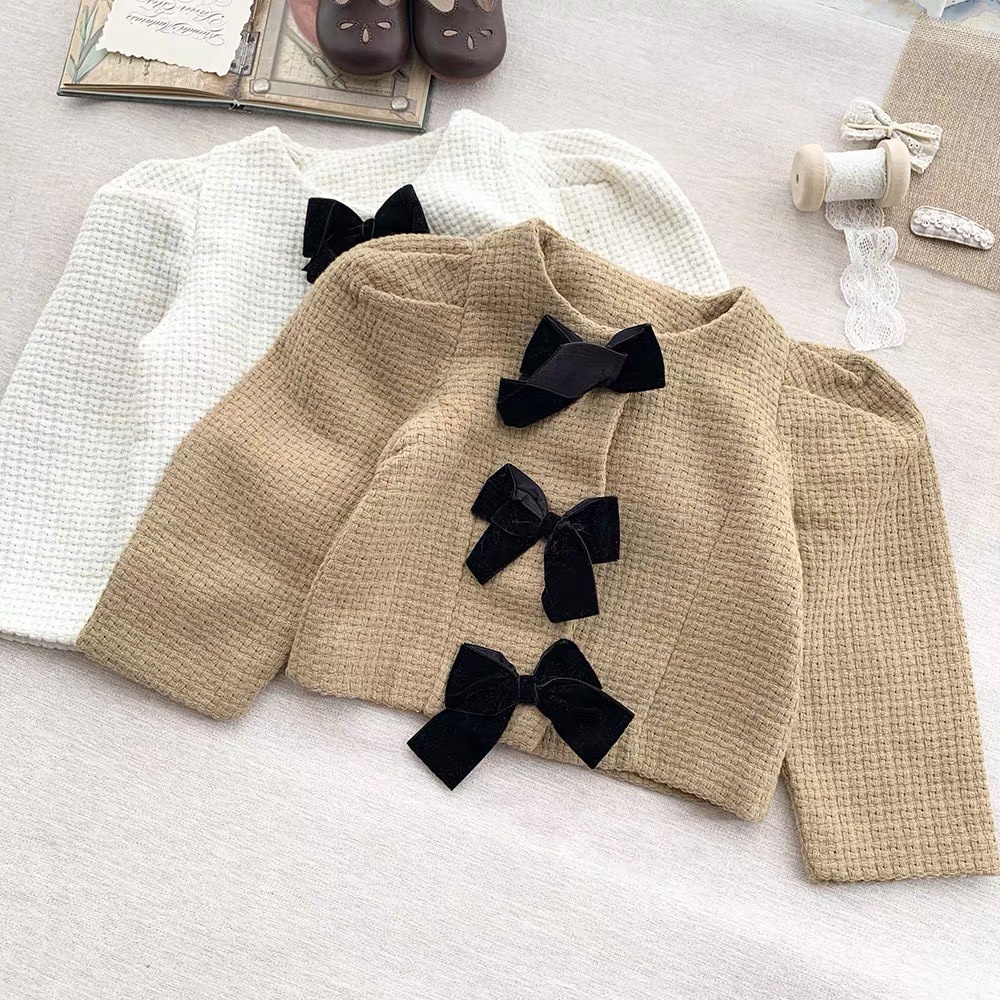 Váy bé gái - Set áo dạ nơ điệu mix chân váy thô mềm phồng kiểu cách cho bé gái