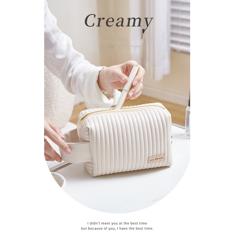 Túi Da PU Đựng Mỹ Phẩm Hình Bát Giác Chống Thấm Nước Tiện Dụng