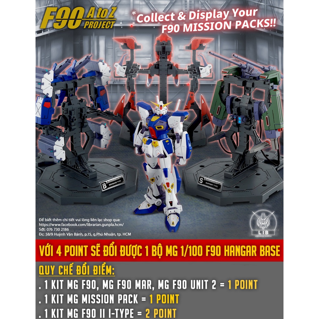 Mô hình lắp ráp Gundam MG UC Bộ phụ kiện Mission Pack E type & S type cho Gundam F90