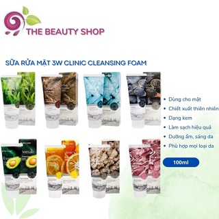 Sữa rửa mặt 3W Clinic Hàn Quốc mẫu mới 100ml cấp ẩm, làm sạch da loại bỏ bụi bẩn