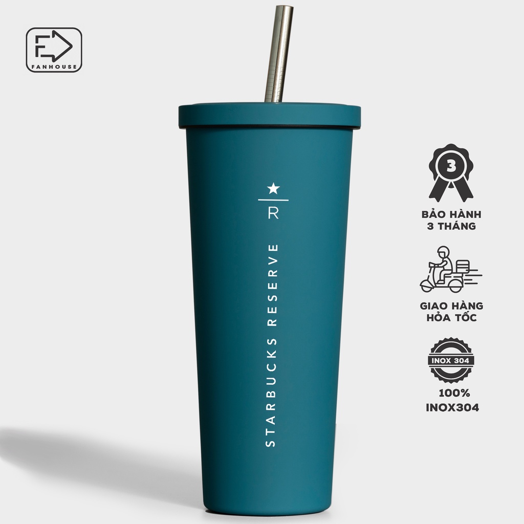 Ly giữ nhiệt Pastel logo S.B khắc tên, cốc giữ nhiệt cao cấp 800ml inox 304, Fan House khắc tên tặng sticker, ống hút