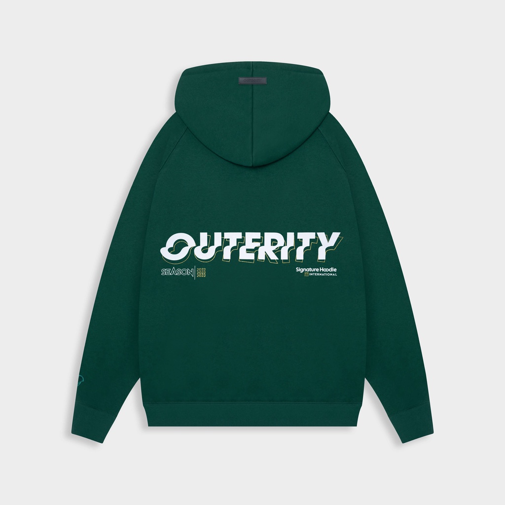 Áo khoác hoodie nam nữ nỉ bông dày Outerity Signature Season 2022 / Màu Xanh Lá - ORT.B 203