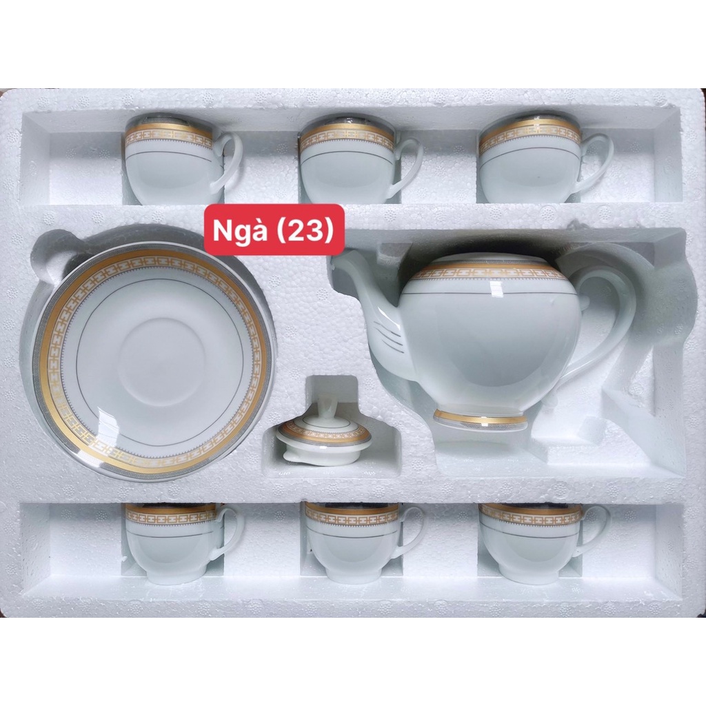 Bộ Tách Trà Ngà 1 Ấm 6 Tách Kèm Dĩa Lót