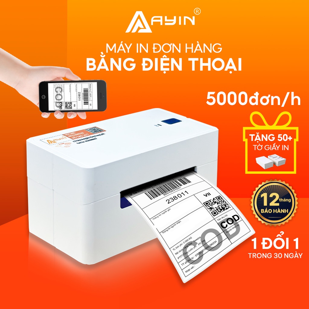 Máy in nhiệt AYIN 368 in đơn hàng, in khổ A7