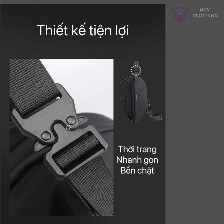 Túi đeo chéo nam cao cấp chống trộm chống thấm nước màu đen xanh xám thời trang, túi chéo ngực đa năng nhiều ngăn NCV25