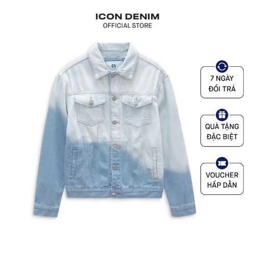 Áo Khoác Jean Nam ICONDENIM Regular Form Heavy Wash Ombre Bền Bỉ Dày Dặn AKID0061