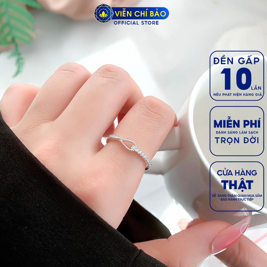 Nhẫn bạc nữ xoắn nơ đính đá chất liệu bạc 925 thời trang phụ kiện trang sức Viễn Chí Bảo N400864