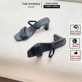 Giày sandal cao gót nữ NySmile quai ngang 7P - The NySmile - gót vuông công sở 5 quai mảnh - SOLIE
