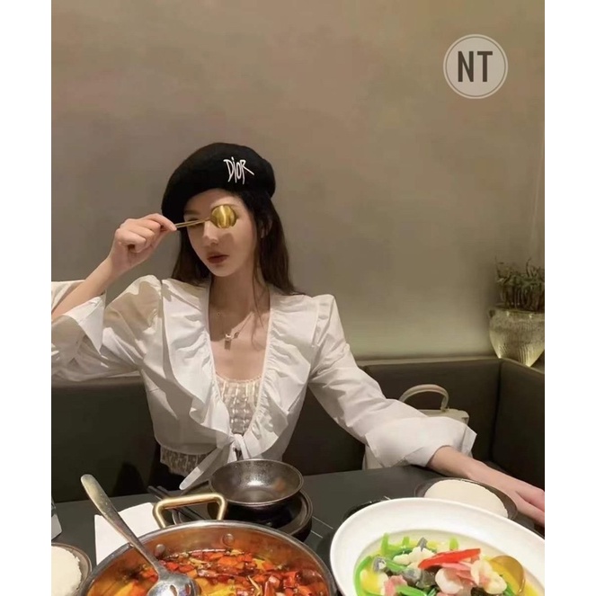 Mũ nồi dạ thêu 𝐷𝑖𝑜𝑟 chữ vàng