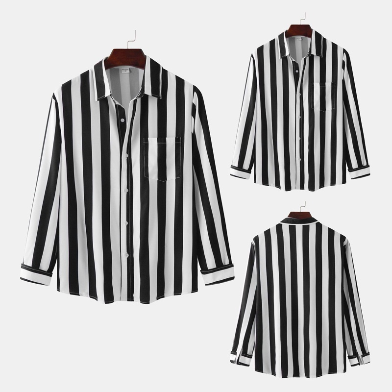 Áo Sơ Mi Tay Dài Kẻ Sọc Kiểu Vintage Cá Tính Cho Nam