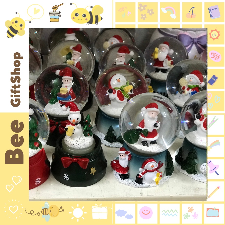 Quả Cầu Pha Lê Phát Sáng Hình Ông Già Noel / Người Tuyết Có Đèn Để Bàn Trang Trí Giáng Sinh - Quà Tặng Giáng Sinh