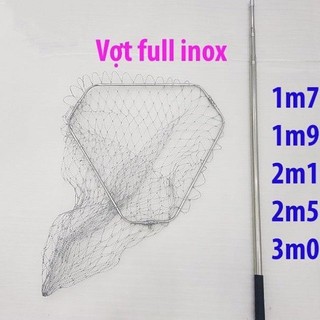 Vợt vớt cá inox 1m7 đến 3m dạng vuông , vợt xúc cá inox siêu bền - đồ câu nguyên trường