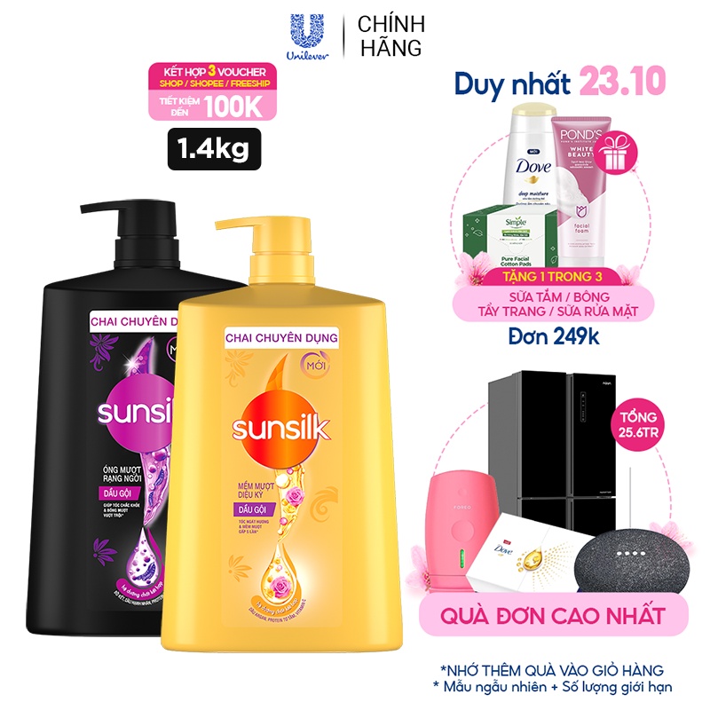 Dầu gội Sunsilk 1.4kg giúp tóc mềm mượt ngát hương với dưỡng chất thiên nhiên