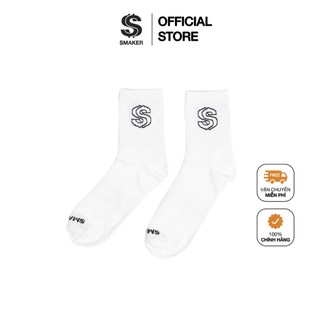 Vớ tất cổ cao Unisex màu đen trắng, chất Cotton, Local Brand chính hãng - LOGO SOCKS