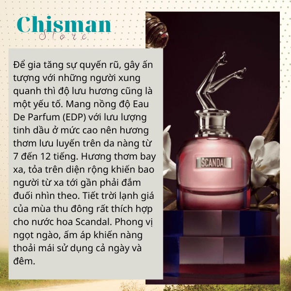 Nước Hoa Nữ SCandal, So Scandal  EDP 80ml- Hương thơm nữ quyến rũ sexy, sang chảnh lưu hương lâu- Chisman