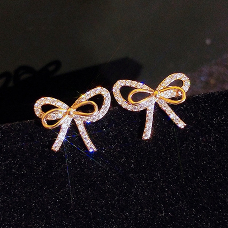 Ygt Bông Tai Hình Nơ Đính Đá Zircon Thời Trang Sang Trọng