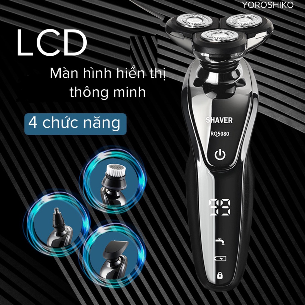 Máy cạo râu 9D SHAVER cao cấp chính hãng loại 4in1 chống nước chuẩn IPX7 Yoroshiko