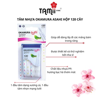 Tăm Nhựa Nhật OKAMURA ASAHI 1153 Mint Hộp 120p Giúp Vệ Sinh Răng Miệng