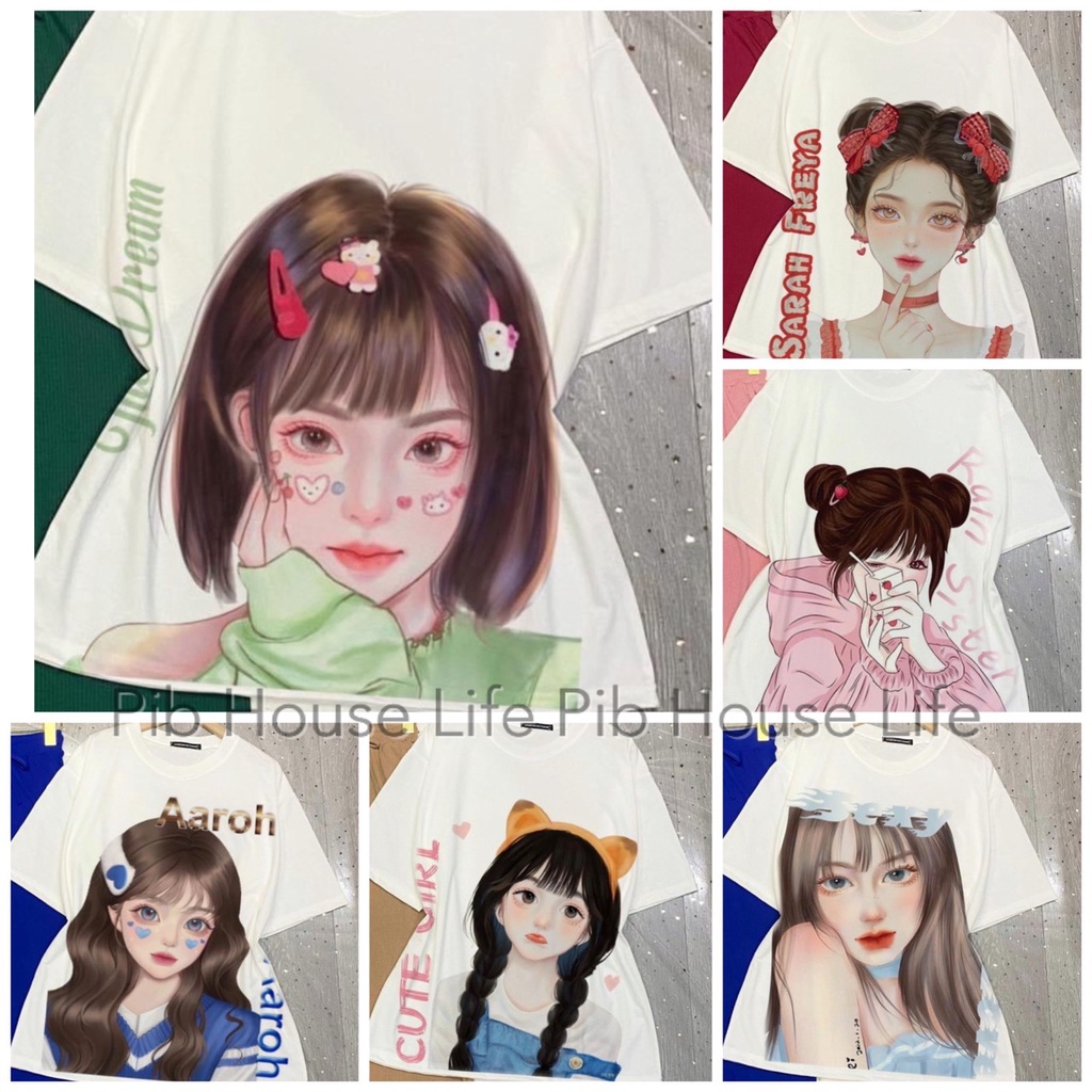 Áo Thun Cotton Tay Lỡ- Áo In Nhiệt 3D Hàn Quốc Free Size Từ 38 đến 68kg