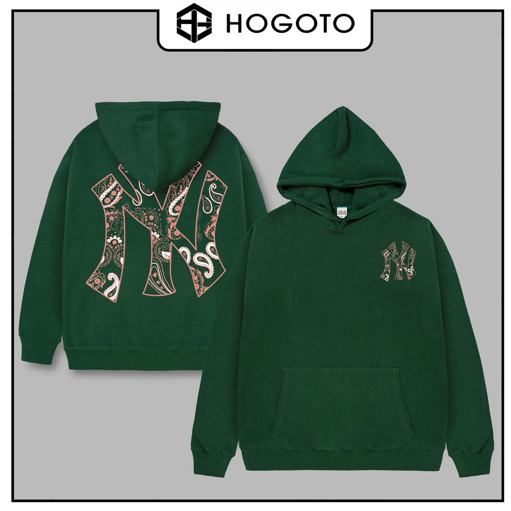 Áo hoodie nỉ bông MLB CHỮ NY Hoa Văn Hồng Hogoto shop , áo nỉ bông unisex nam nữ