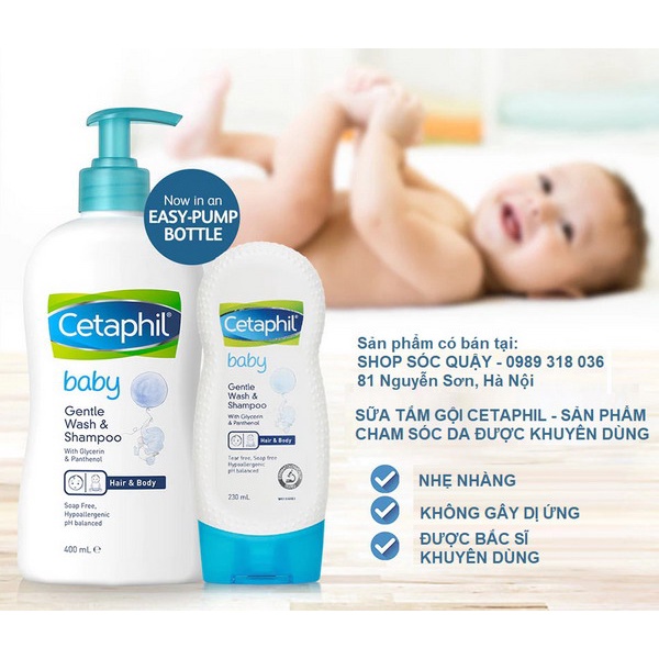 Sữa tắm gội dịu nhẹ cho bé Cetaphil Baby Gentle Wash & Shampoo 230ml/400ml