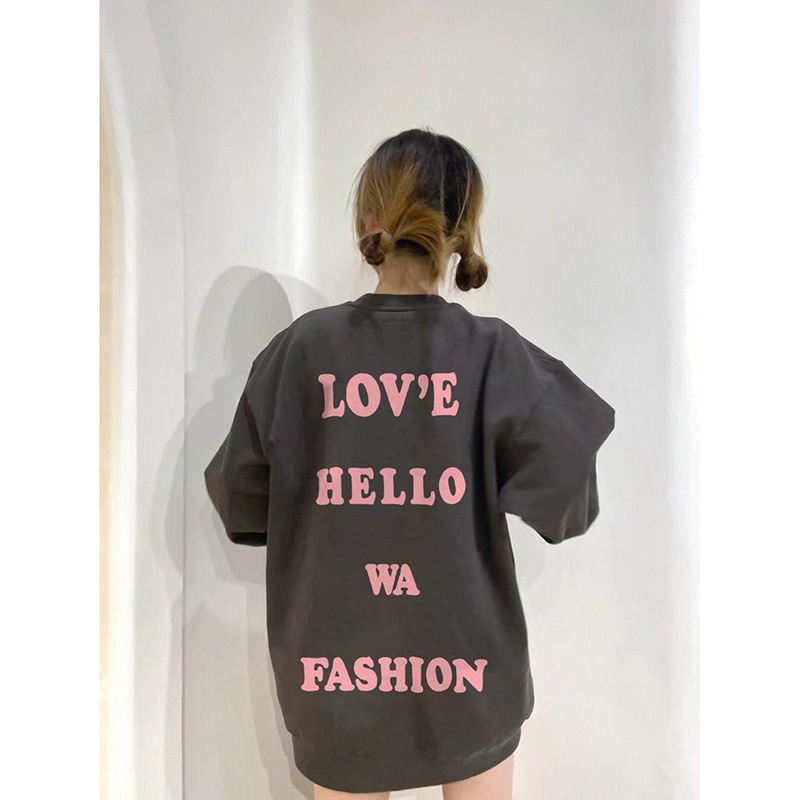 NRVP Áo Thun Nữ Dài Tay Dáng Rộng In Hình Phong Cách Hàn Quốc Mới