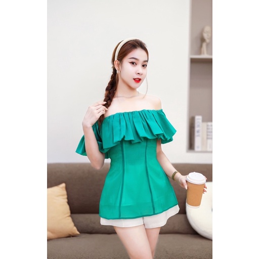 Áo Bẹt Vai Hồng Sen/trắng /xanh/tím :Form Chuẩn Siêu Đẹp Tôn Dáng Màu Hot Trend