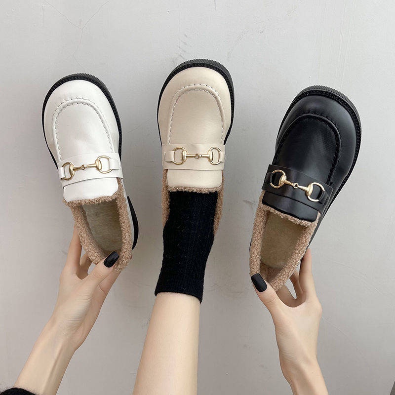 Giày Búp Bê Phối Lông Thú Thiết Kế Hợp Thời Trang Cho Phái Nữ